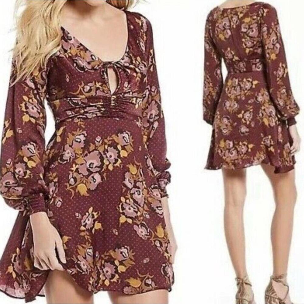 Free People Morning Light Floral Polka Dot Women's Dress Size  0 #CB5